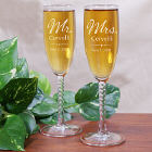 Mr. and Mrs. Personalized Wedding Toasting Flutes